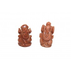 Natural Brown Golden Star Sand Stone God Ganesha Decorative Statue idol Set of 2
